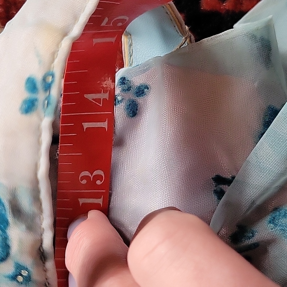 Authentic 1950s Chiffon Floral Overlay Lined A Line Party Dress - Picture 9 of 16